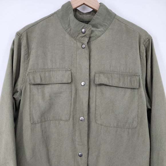 Old Navy Womens Soft Utility Jacket Size L Arugula Green Snap Front Lightweight - Picture 2 of 8